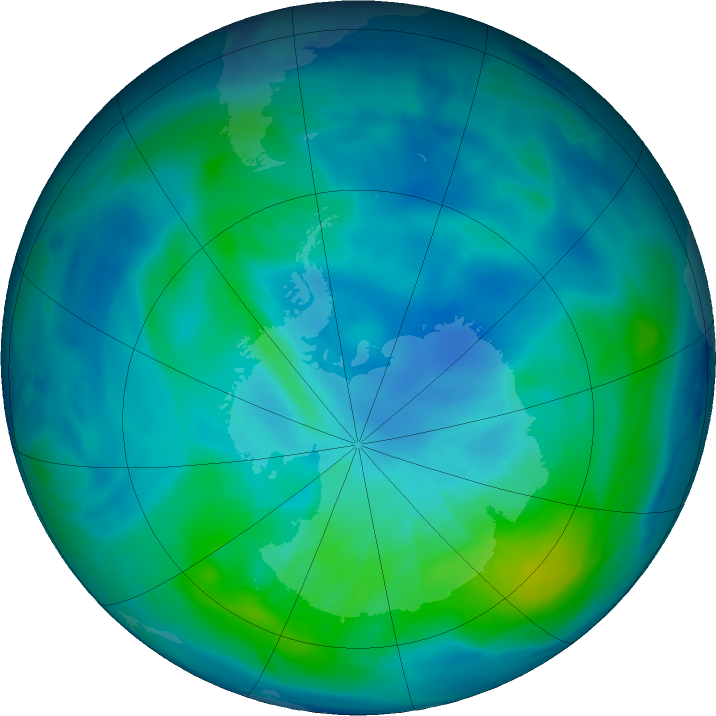 Antarctic ozone map for 13 March 2024